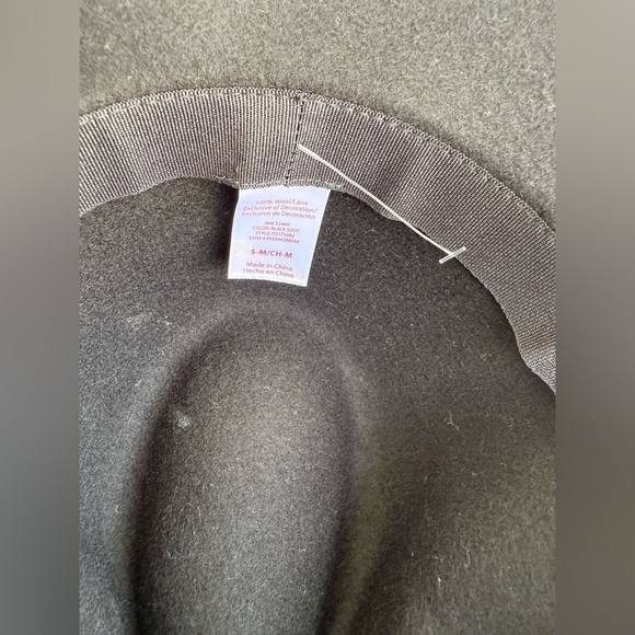 Black Wide Brim women’s Fedora Hat 100% Wool Size small /Medium 90s, boho - Picture 4 of 7